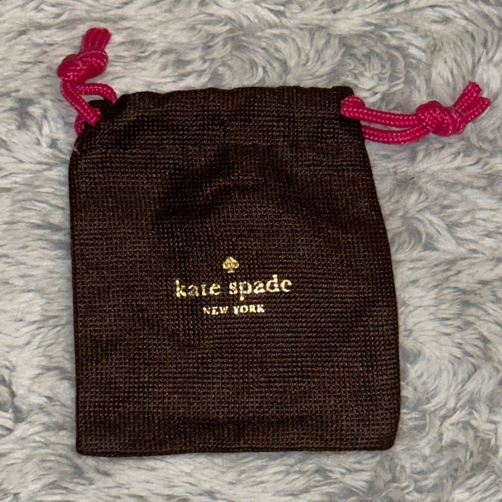 Kate Spade New York Brown Jewelry Pouch Small Pink Drawstring Dust Bag Logo
